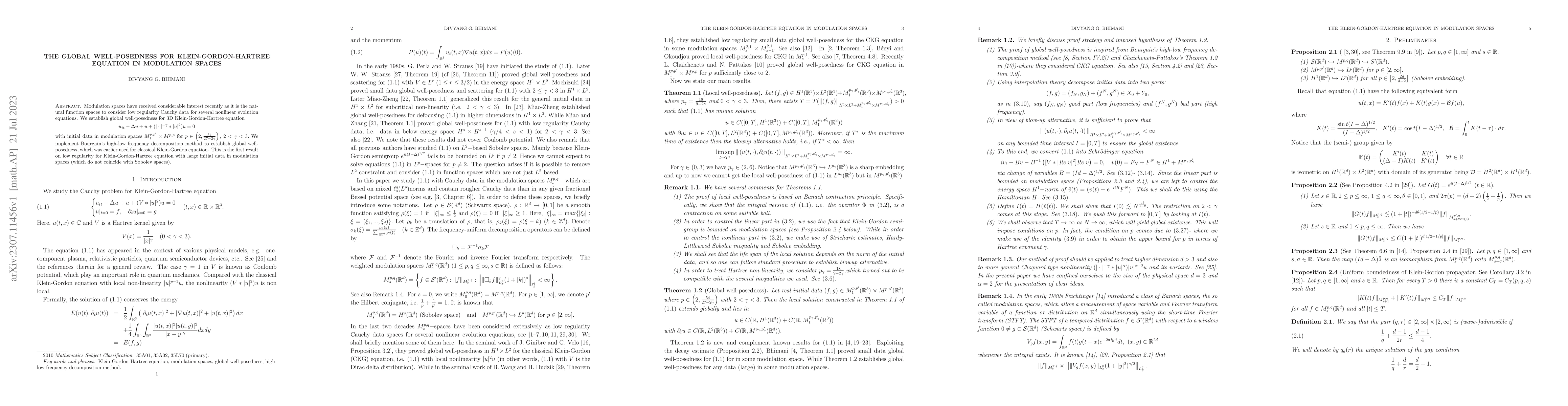 Thumbnail for The Global well-posedness for Klein-Gordon-Hartree equation in
  modulation spaces