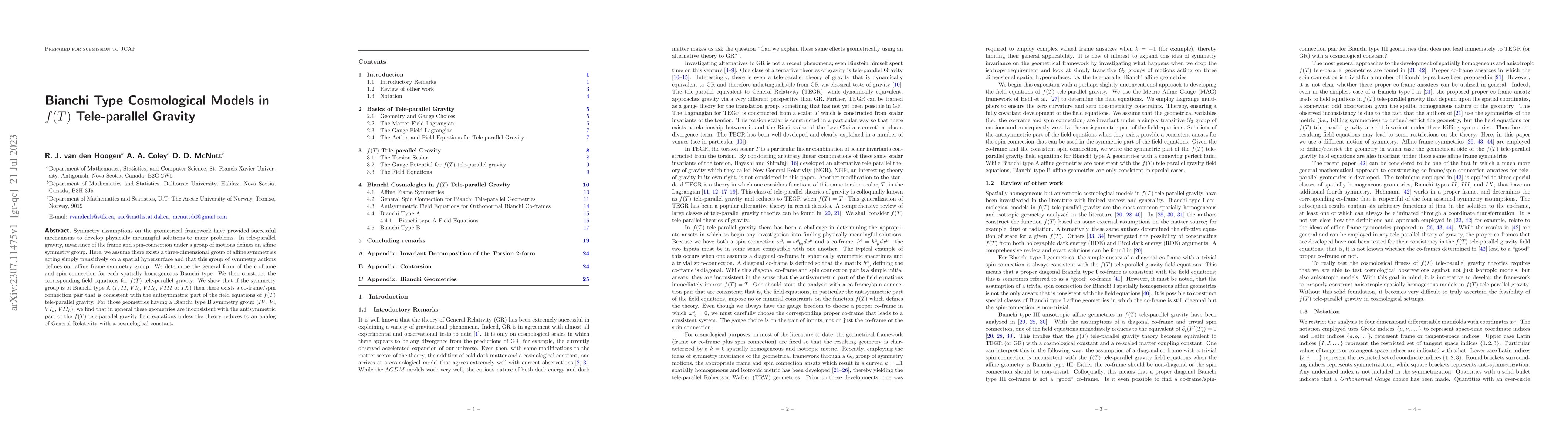 Thumbnail for Bianchi Type Cosmological Models in $f(T)$ Tele-parallel Gravity