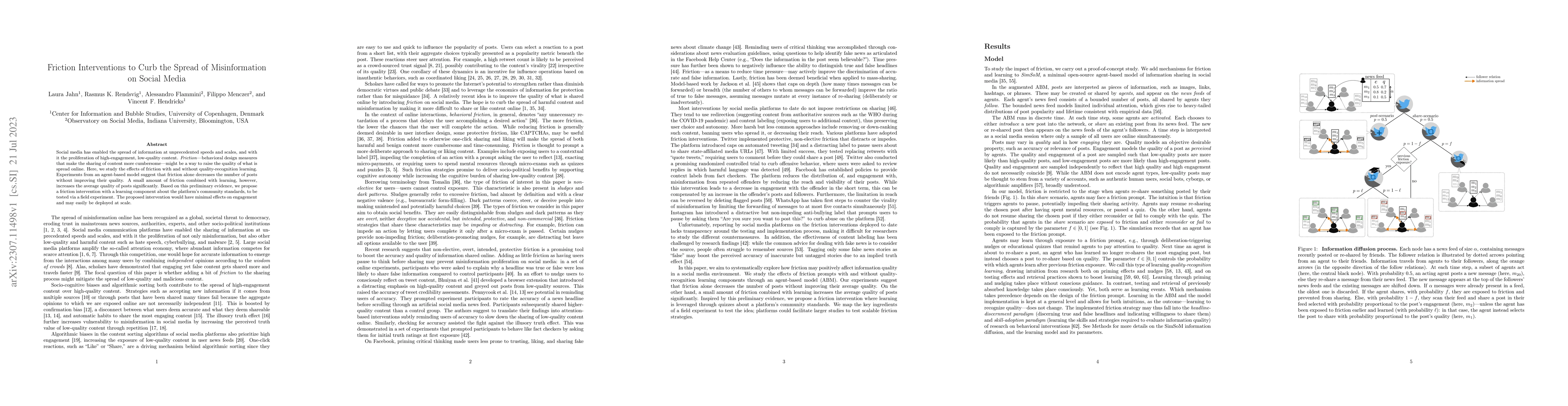 Thumbnail for Friction Interventions to Curb the Spread of Misinformation on Social
  Media
