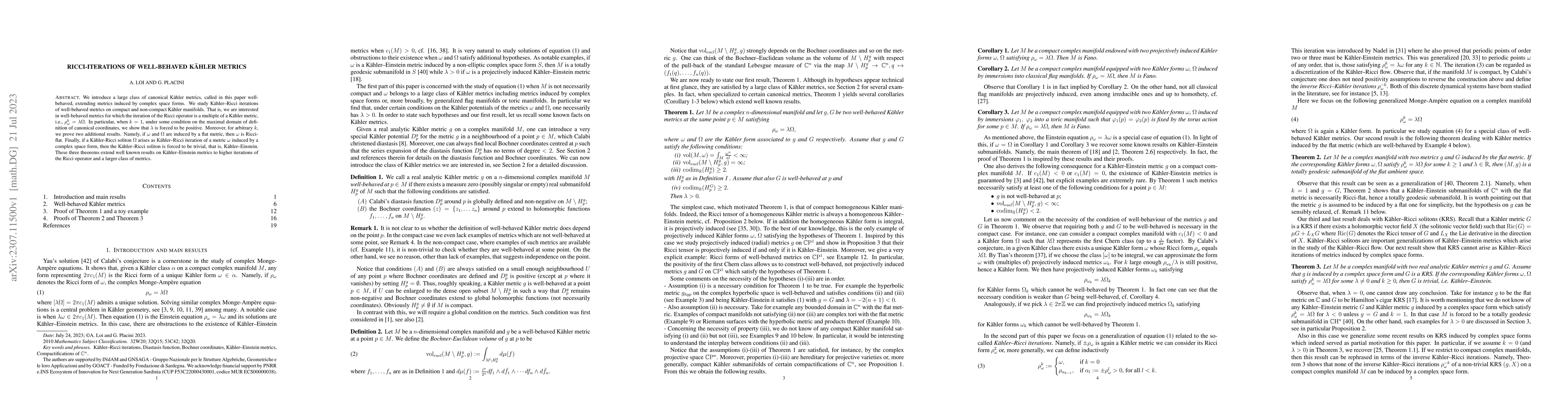 Thumbnail for Ricci iterations of well-behaved K\"ahler metrics