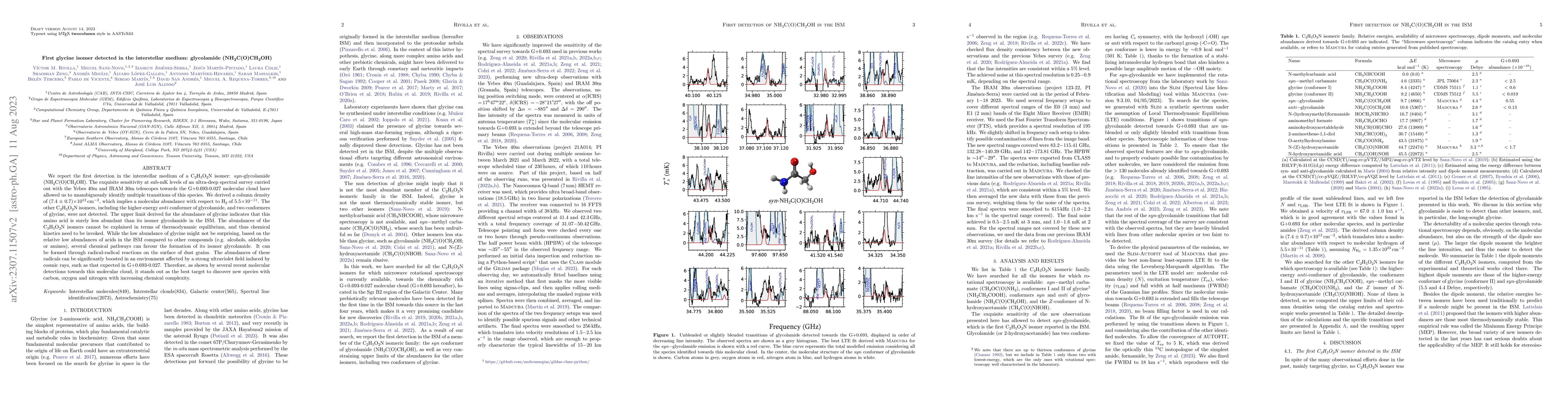 Thumbnail for First glycine isomer detected in the interstellar medium: glycolamide
  (NH$_2$C(O)CH$_2$OH)