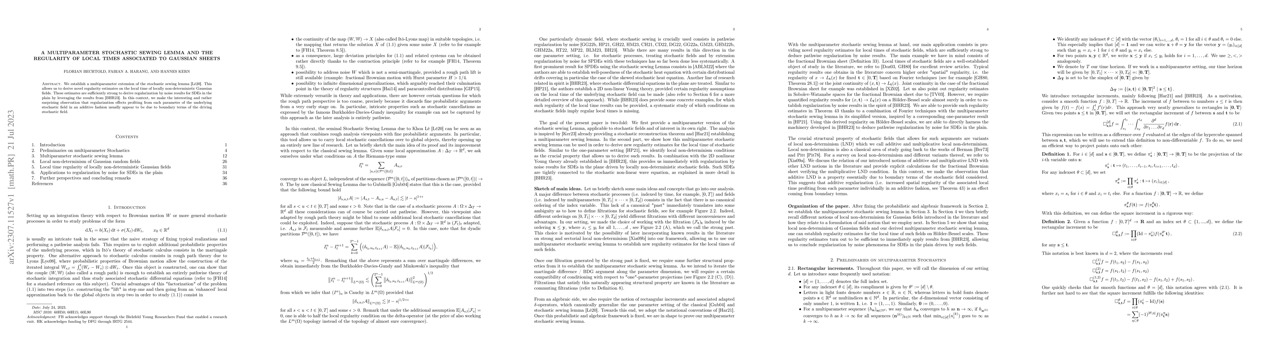 Thumbnail for A multiparameter Stochastic Sewing lemma and the regularity of local
  times associated to Gaussian sheets