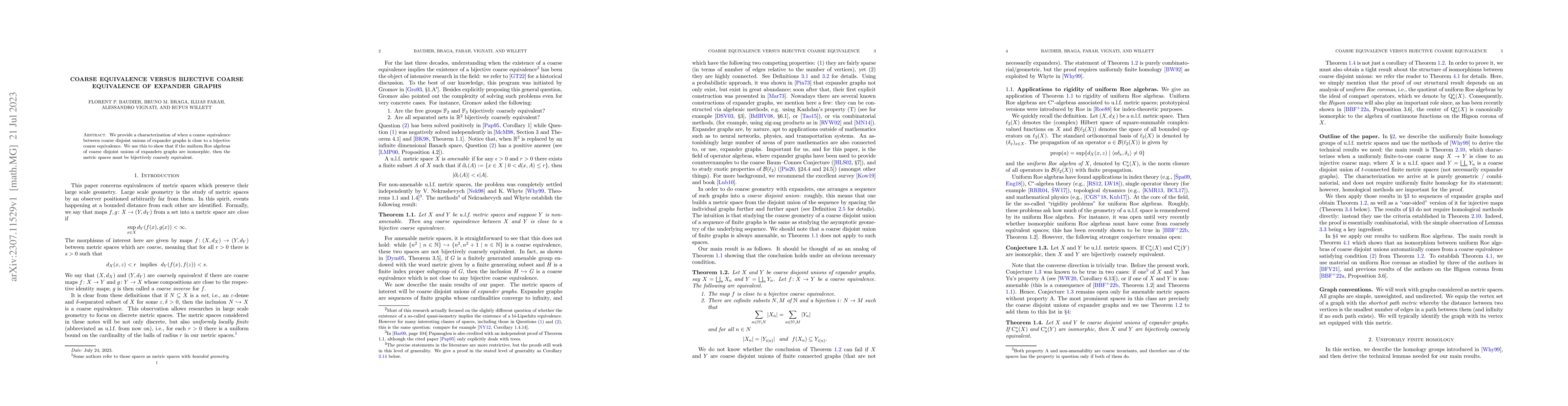 Thumbnail for Coarse equivalence versus bijective coarse equivalence of expander
  graphs