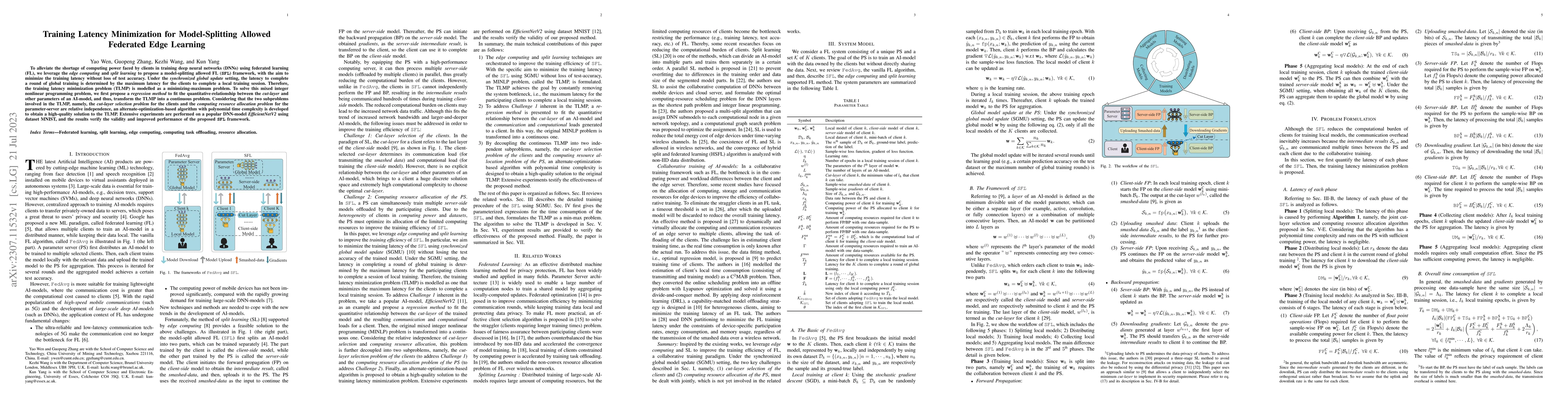 Thumbnail for Training Latency Minimization for Model-Splitting Allowed Federated Edge
  Learning