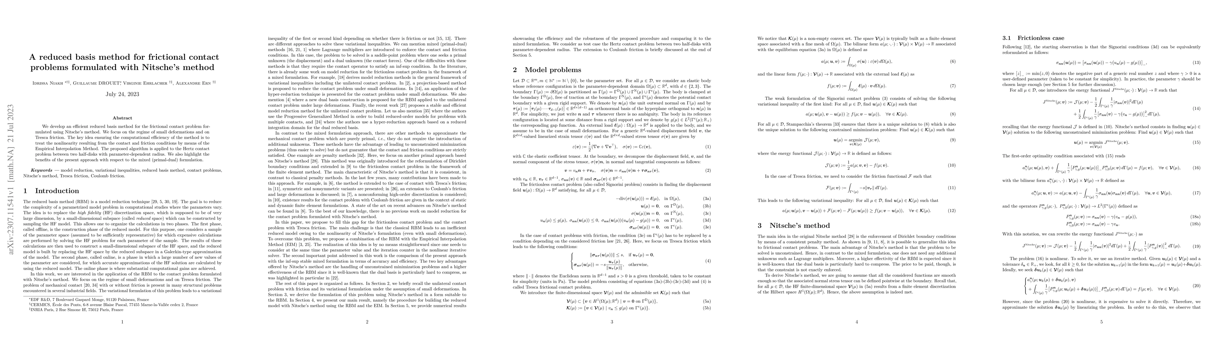 Thumbnail for A reduced basis method for frictional contact problems formulated with
  Nitsche's method