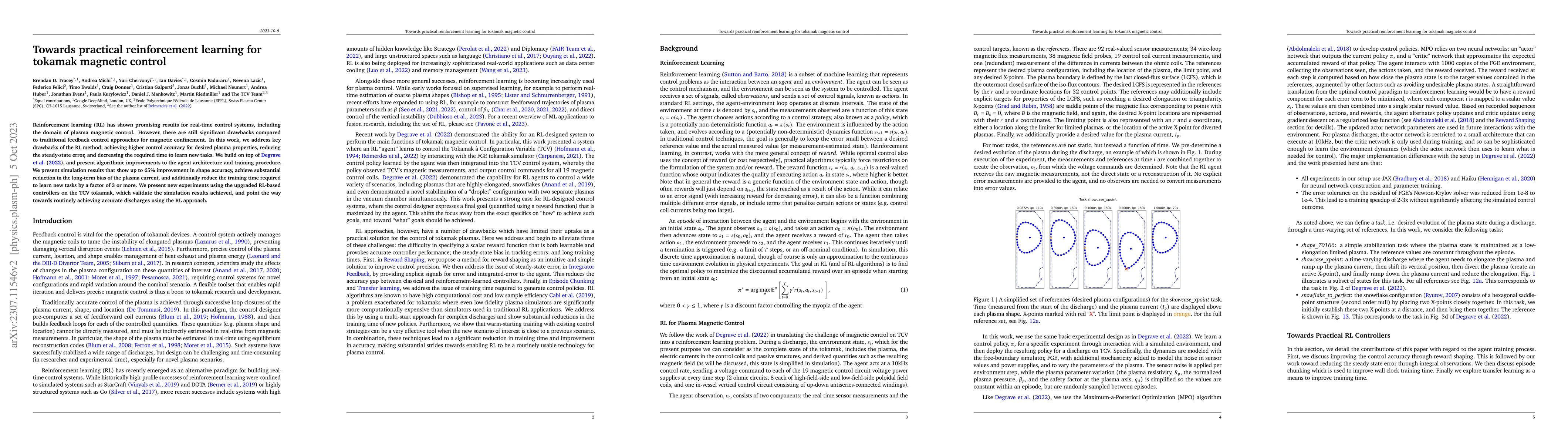 Thumbnail for Towards practical reinforcement learning for tokamak magnetic control