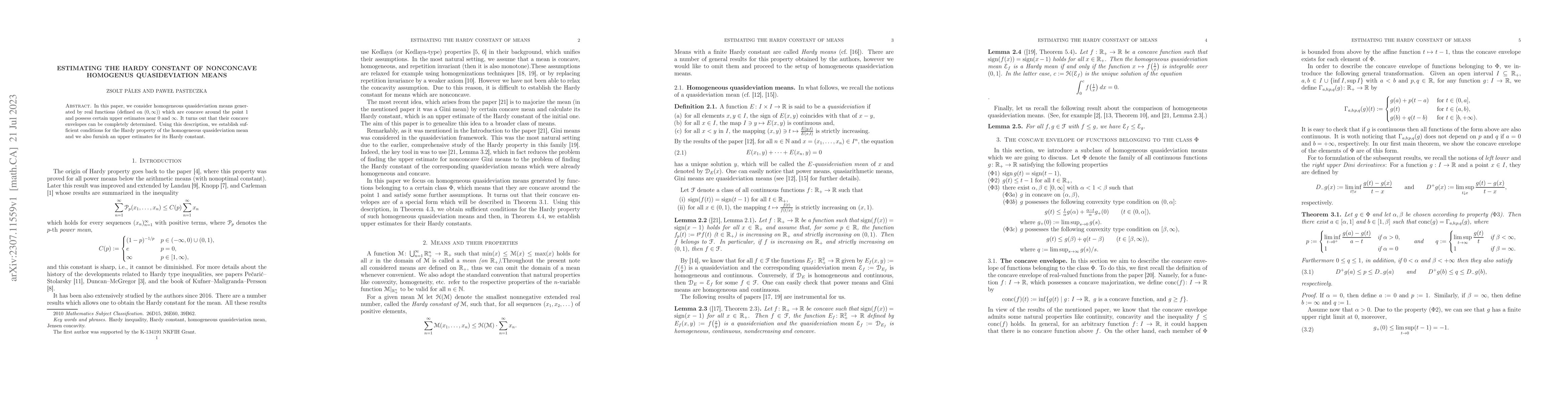 Thumbnail for Estimating the Hardy constant of nonconcave homogenus quasideviation
  means