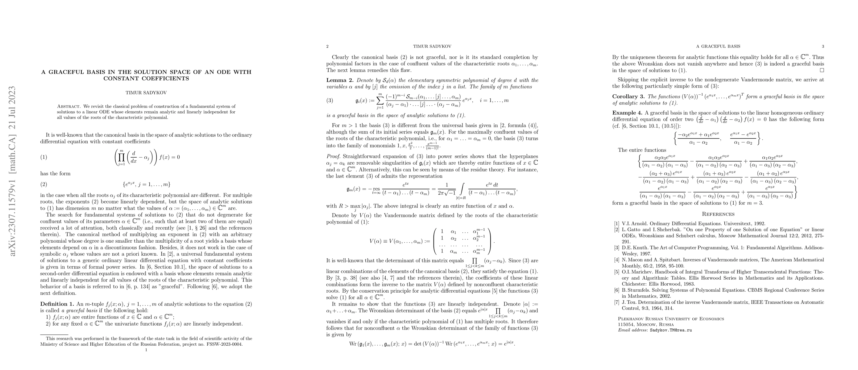 Thumbnail for A Graceful Basis in the Solution Space of an ODE with Constant
  Coefficients