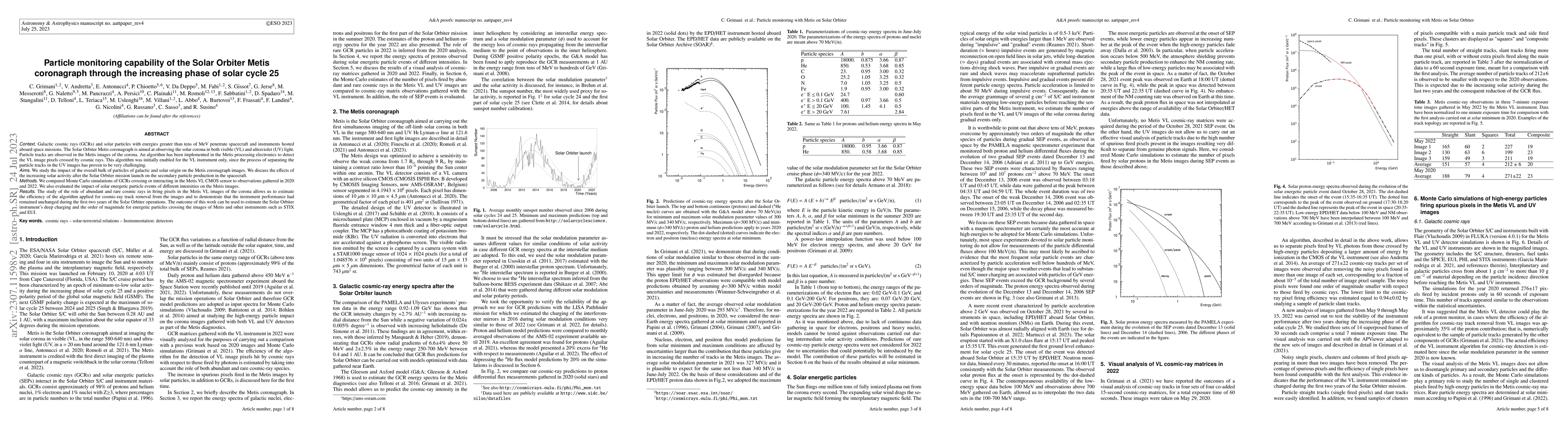 Thumbnail for Particle monitoring capability of the Solar Orbiter Metis coronagraph
  through the increasing phase of solar cycle 25