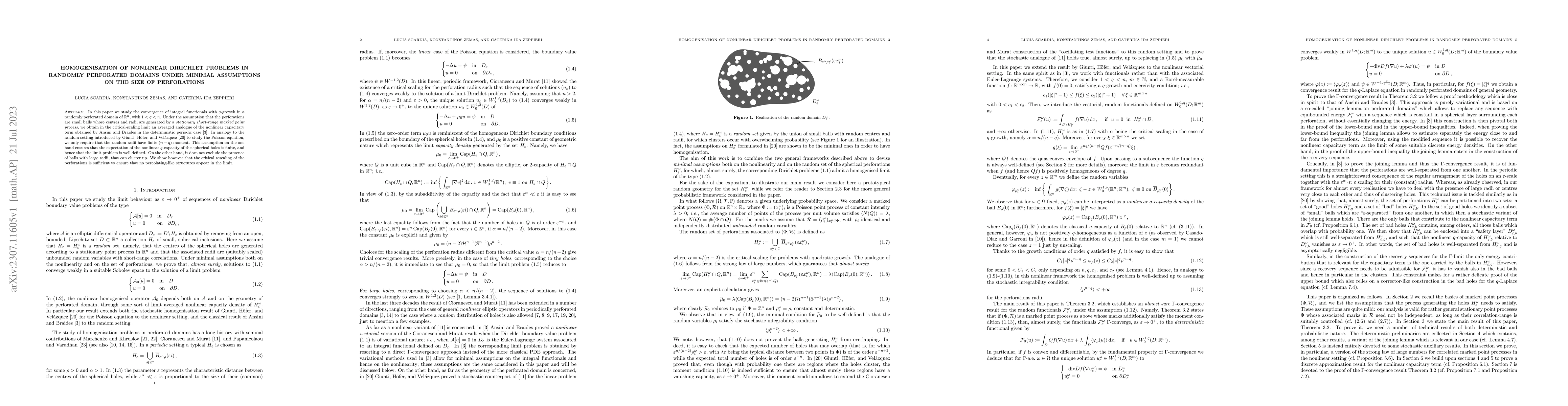 Thumbnail for Homogenisation of nonlinear Dirichlet problems in randomly perforated
  domains under minimal assumptions on the size of perforations