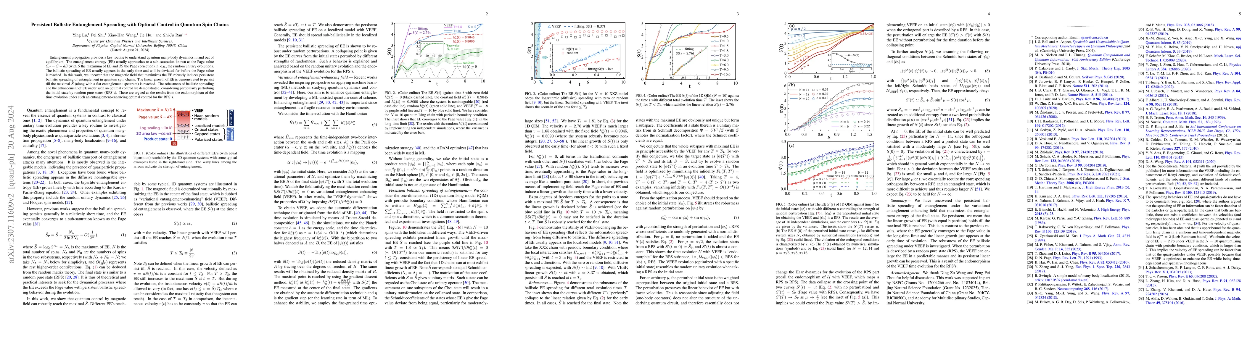 Thumbnail for Persistent Ballistic Entanglement Spreading with Optimal Control in
  Quantum Spin Chains