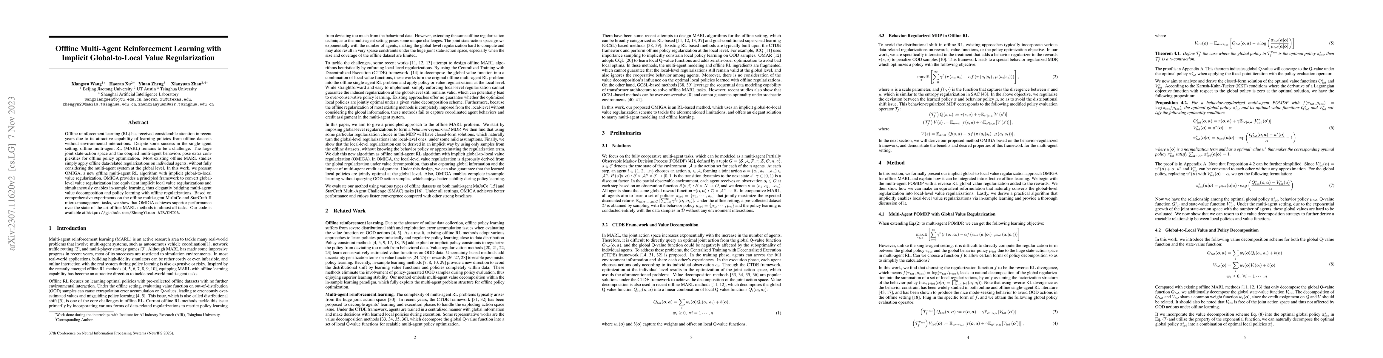 Thumbnail for Offline Multi-Agent Reinforcement Learning with Implicit Global-to-Local
  Value Regularization
