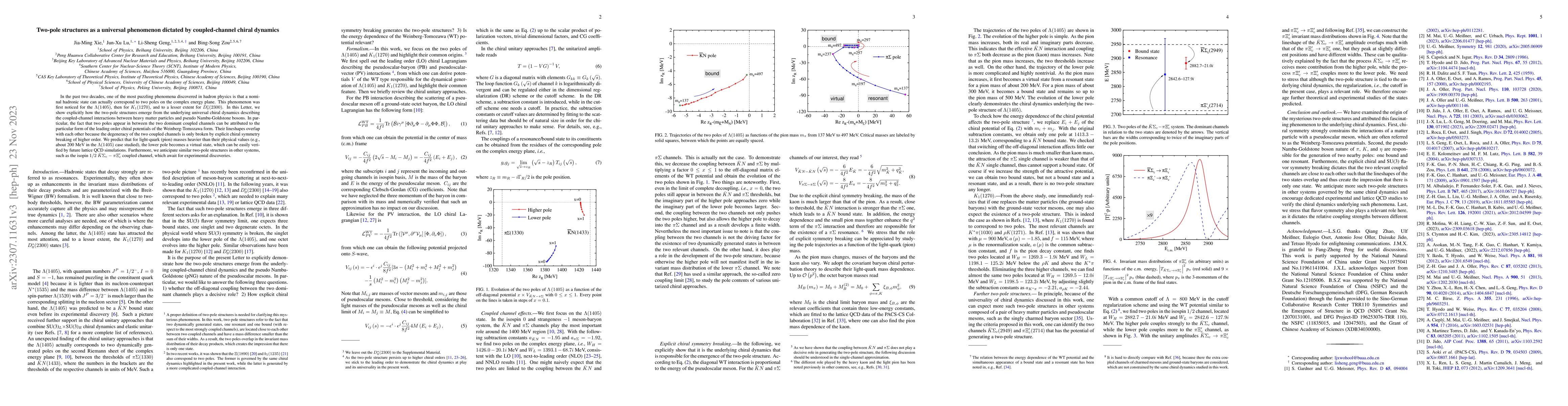 Thumbnail for Two-pole structures as a universal phenomenon dictated by
  coupled-channel chiral dynamics