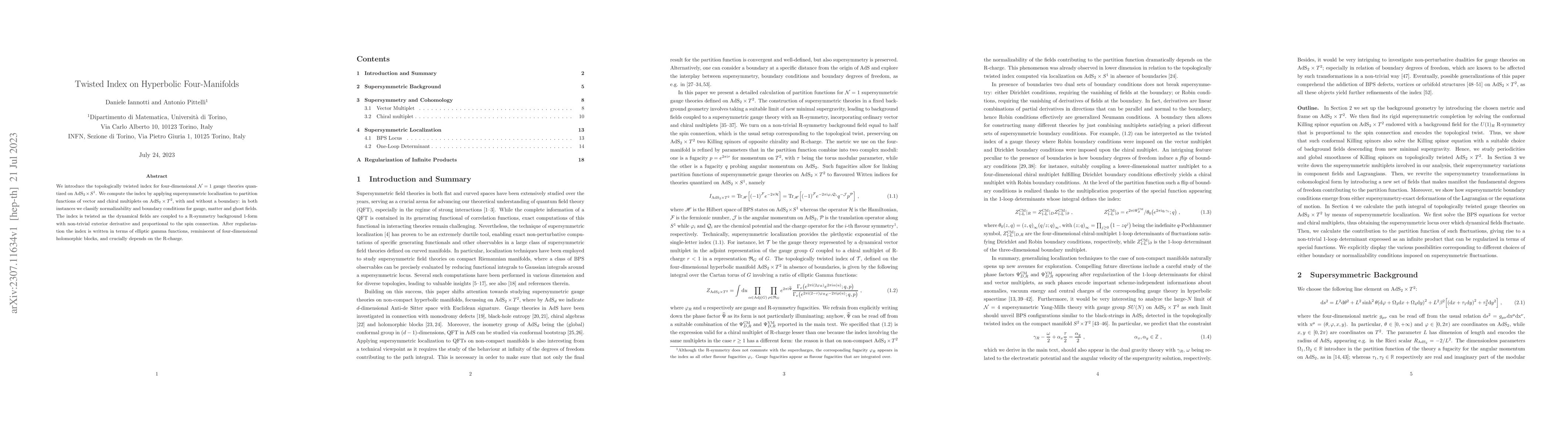 Thumbnail for Twisted Index on Hyperbolic Four-Manifolds