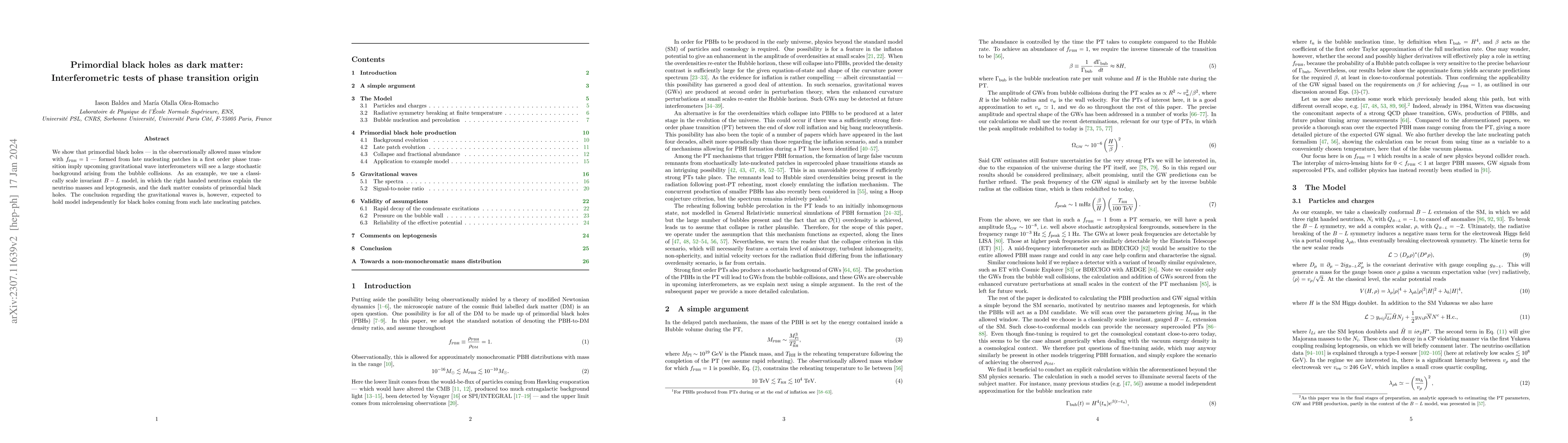 Thumbnail for Primordial black holes as dark matter: Interferometric tests of phase
  transition origin