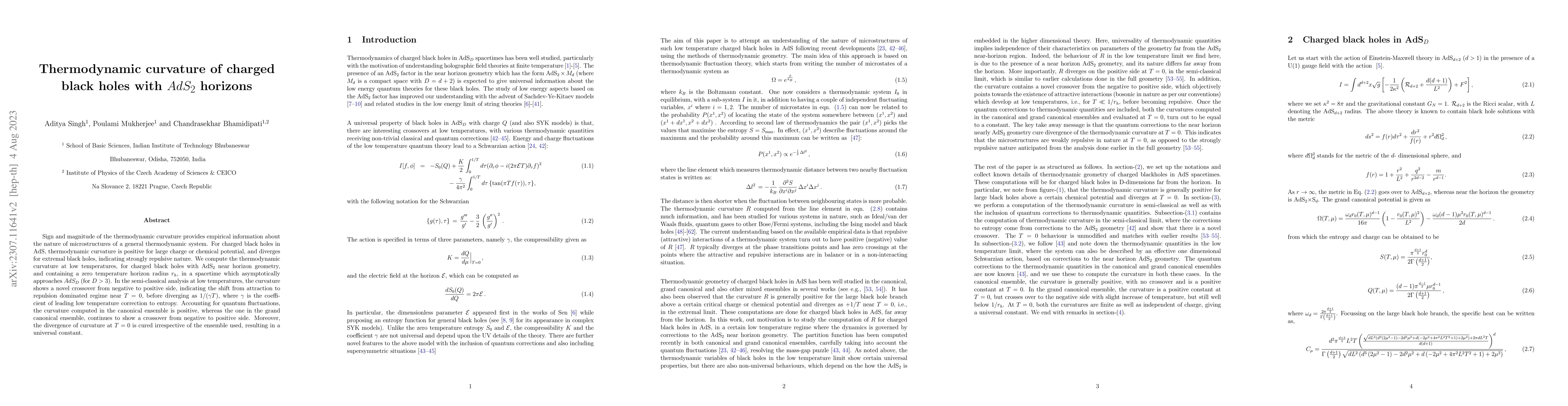 Thumbnail for Thermodynamic curvature of charged black holes with $AdS_2$ horizons