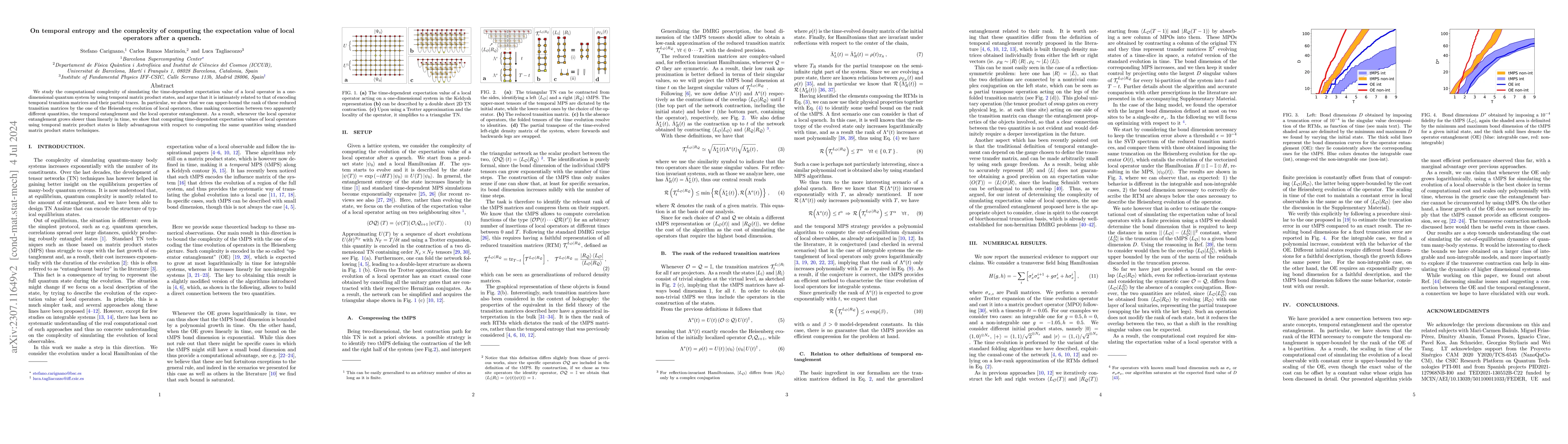 Thumbnail for On temporal entropy and the complexity of computing the expectation
  value of local operators after a quench