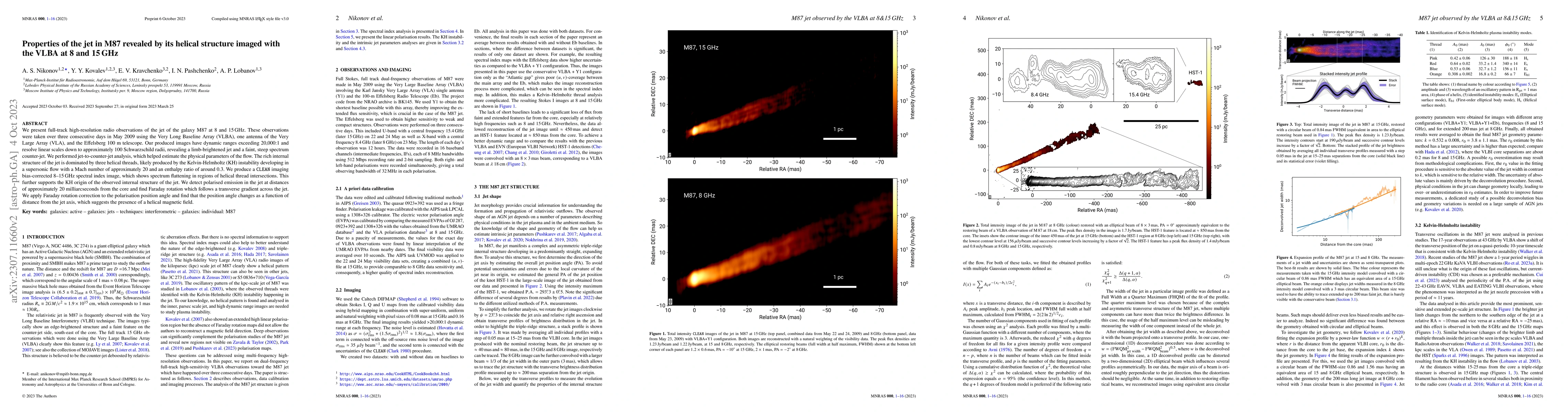 Thumbnail for Properties of the jet in M87 revealed by its helical structure imaged
  with the VLBA at 8 and 15 GHz