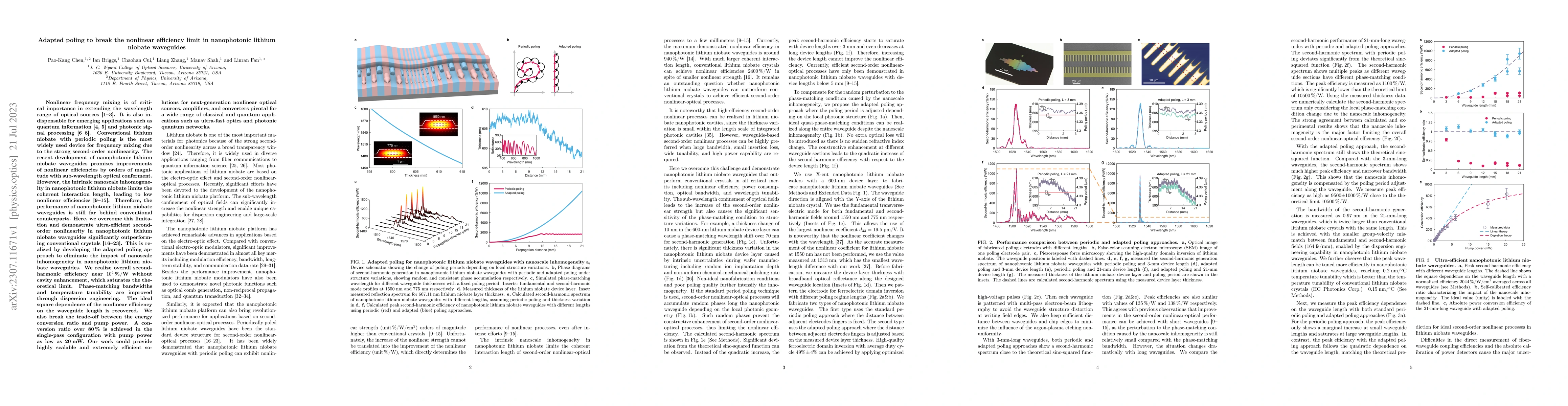 Thumbnail for Adapted poling to break the nonlinear efficiency limit in nanophotonic
  lithium niobate waveguides