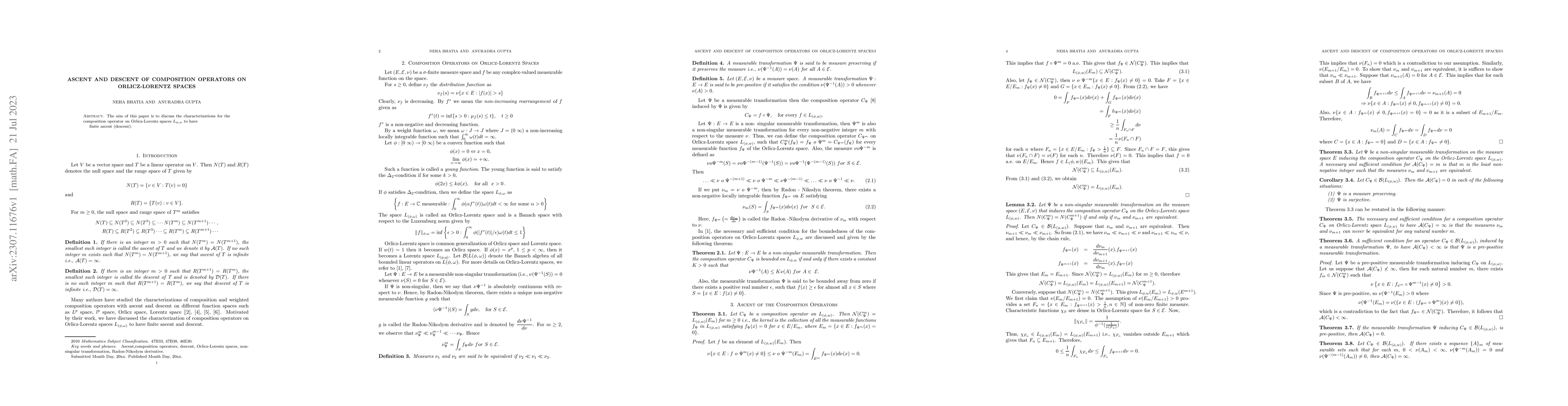 Thumbnail for Ascent and Descent of Composition Operators on Orlicz-lorentz space