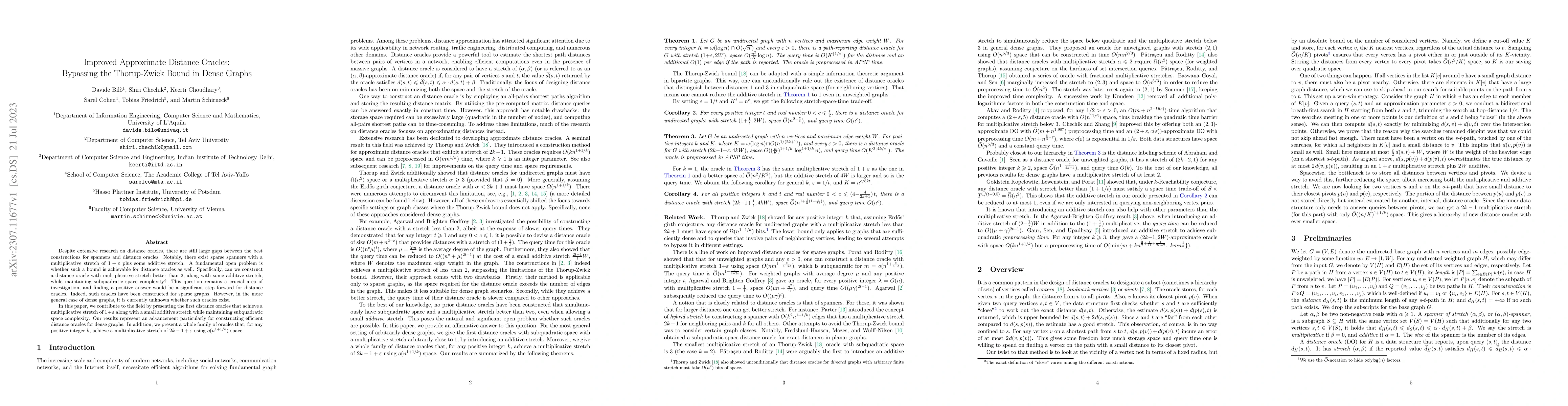 Thumbnail for Improved Approximate Distance Oracles: Bypassing the Thorup-Zwick Bound
  in Dense Graphs