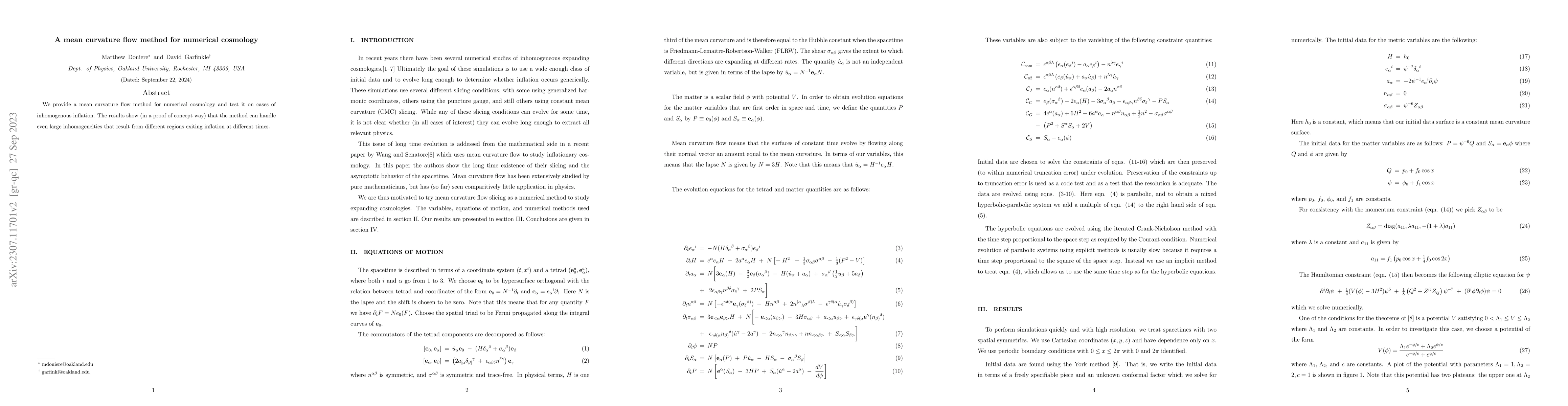 Thumbnail for A mean curvature flow method for numerical cosmology