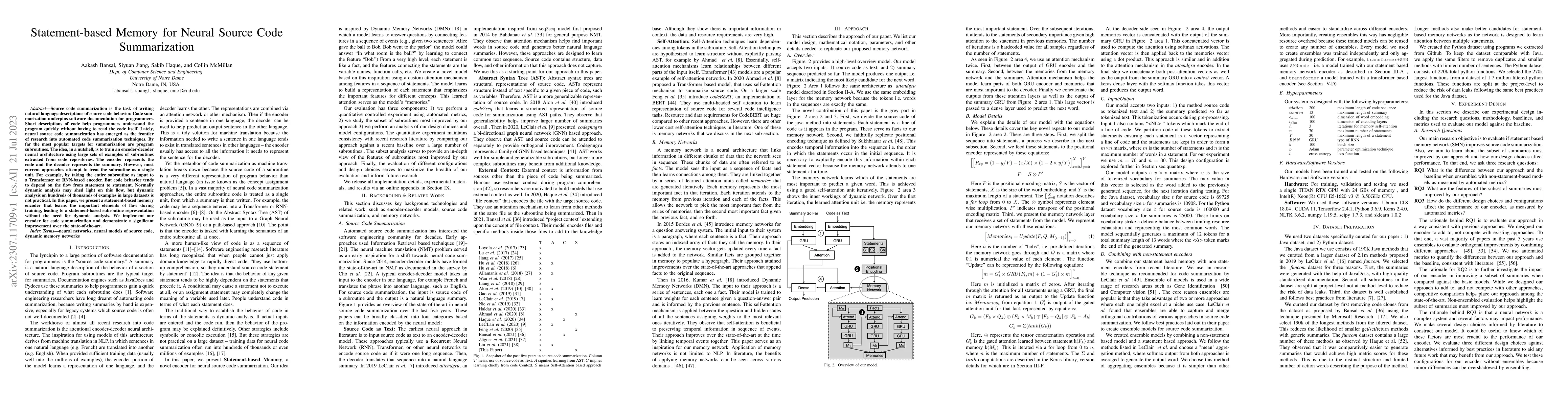 Thumbnail for Statement-based Memory for Neural Source Code Summarization