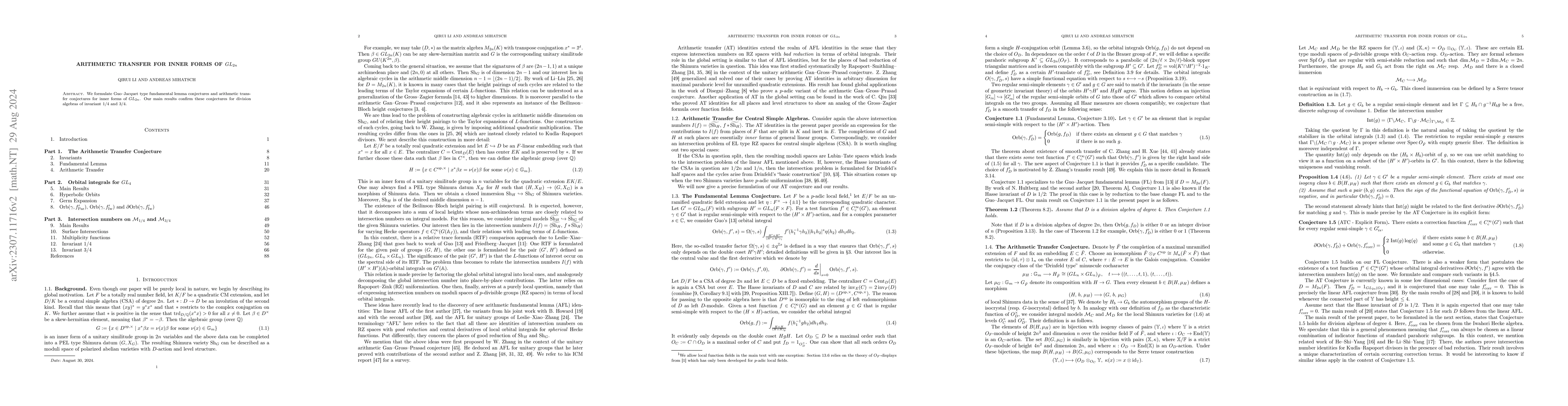 Thumbnail for Arithmetic transfer for inner forms of $GL_{2n}$