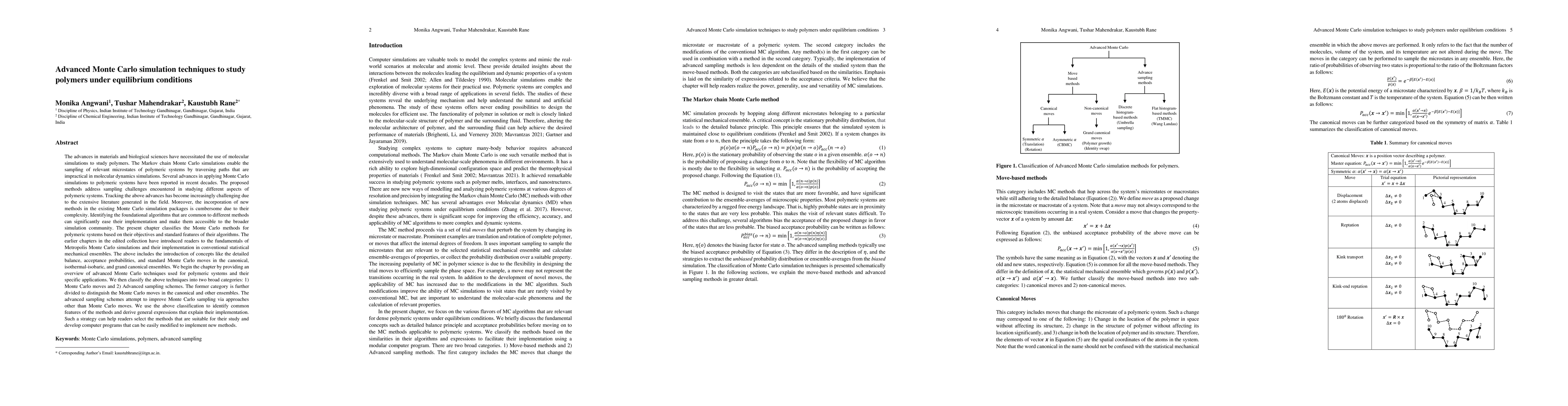 Thumbnail for Advanced Monte Carlo simulation techniques to study polymers under
  equilibrium conditions