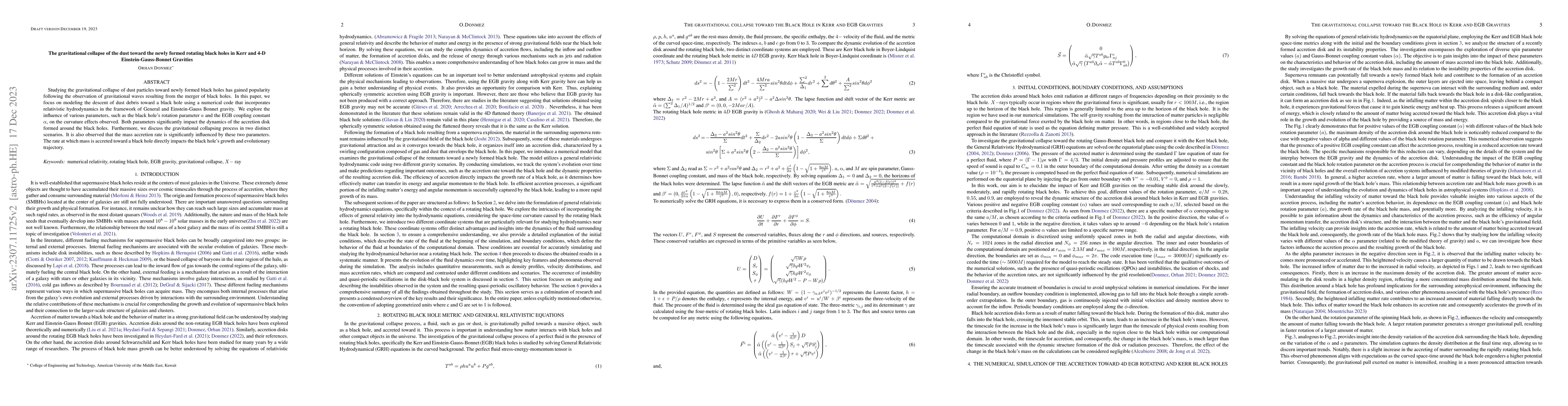 Thumbnail for The gravitational collapse of the dust toward the newly formed rotating
  black holes in Kerr and 4-D Einstein-Gauss-Bonnet Gravities