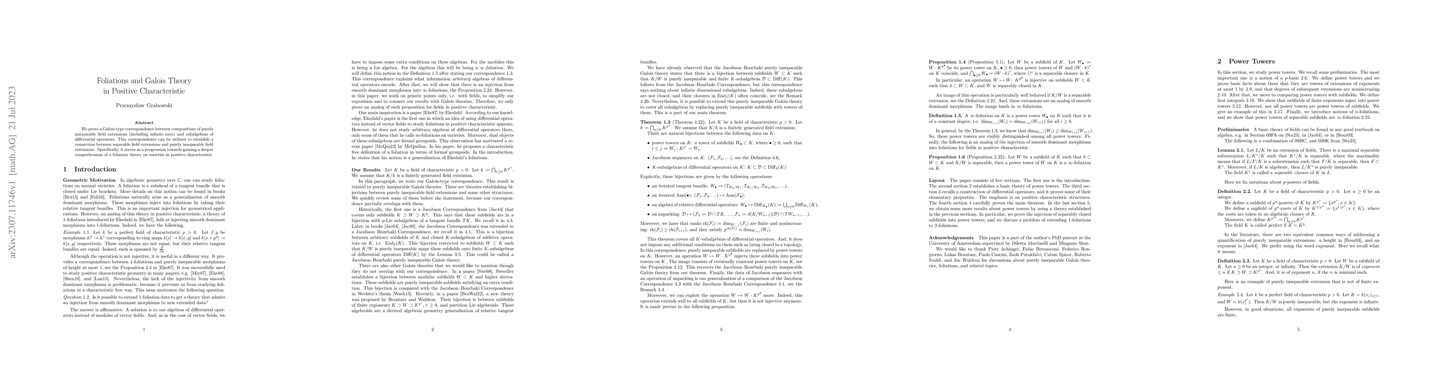 Thumbnail for Foliations and Galois Theory in Positive Characteristic