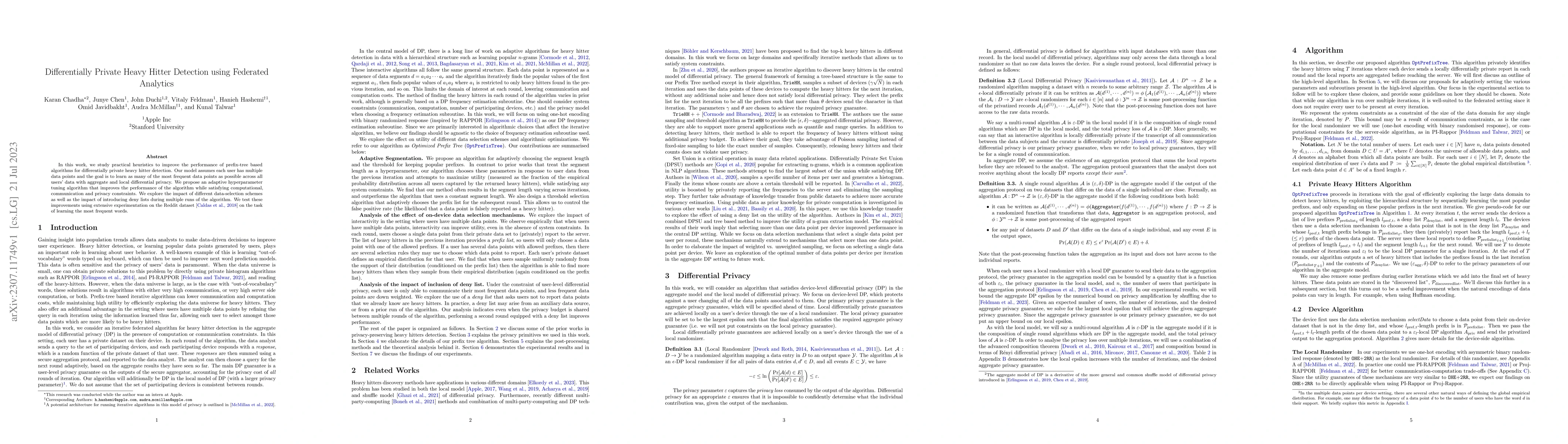 Thumbnail for Differentially Private Heavy Hitter Detection using Federated Analytics