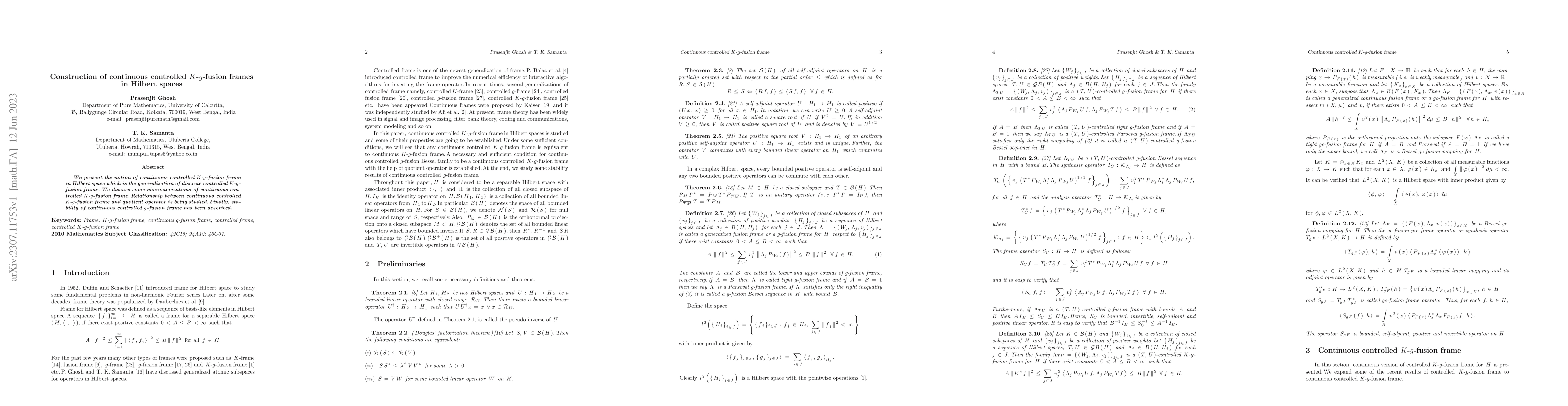 Thumbnail for Construction of continuous controlled K-g-fusion frames in Hilbert
  spaces