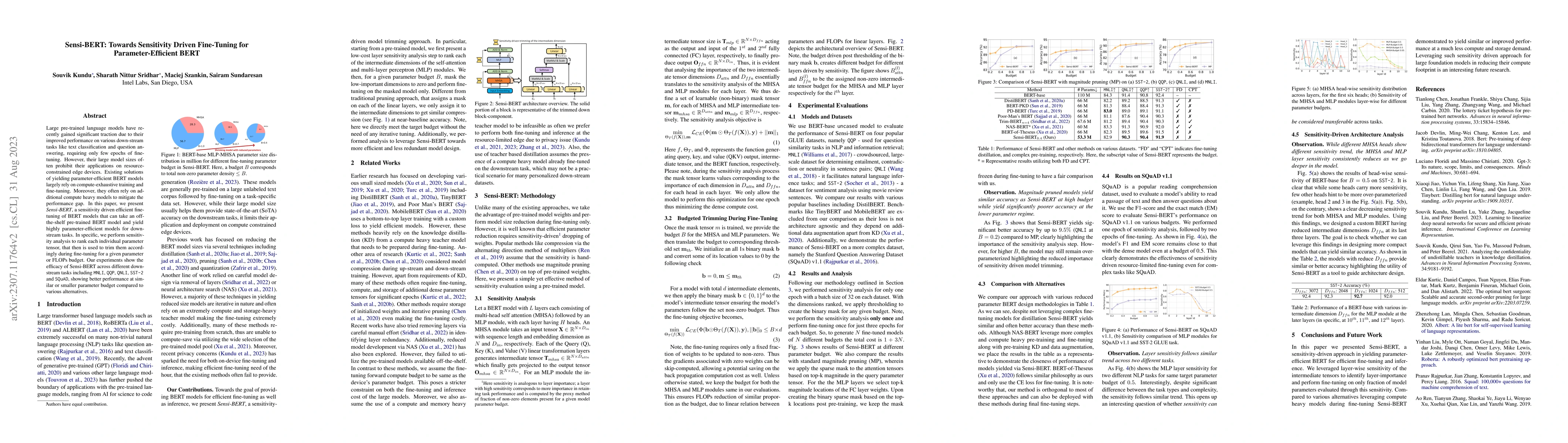 Thumbnail for Sensi-BERT: Towards Sensitivity Driven Fine-Tuning for
  Parameter-Efficient BERT