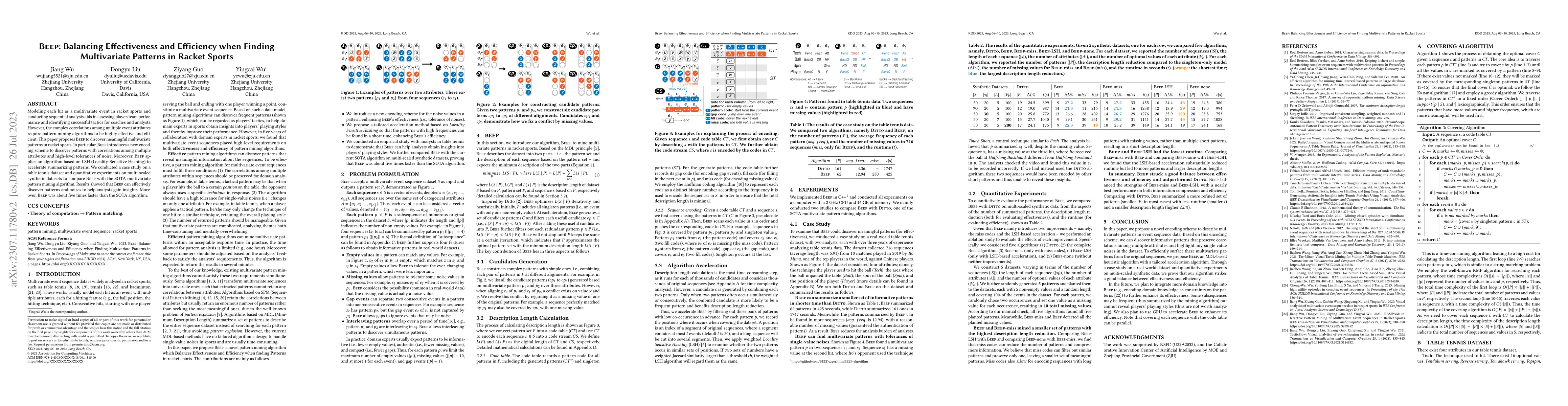 Thumbnail for Beep: Balancing Effectiveness and Efficiency when Finding Multivariate
  Patterns in Racket Sports