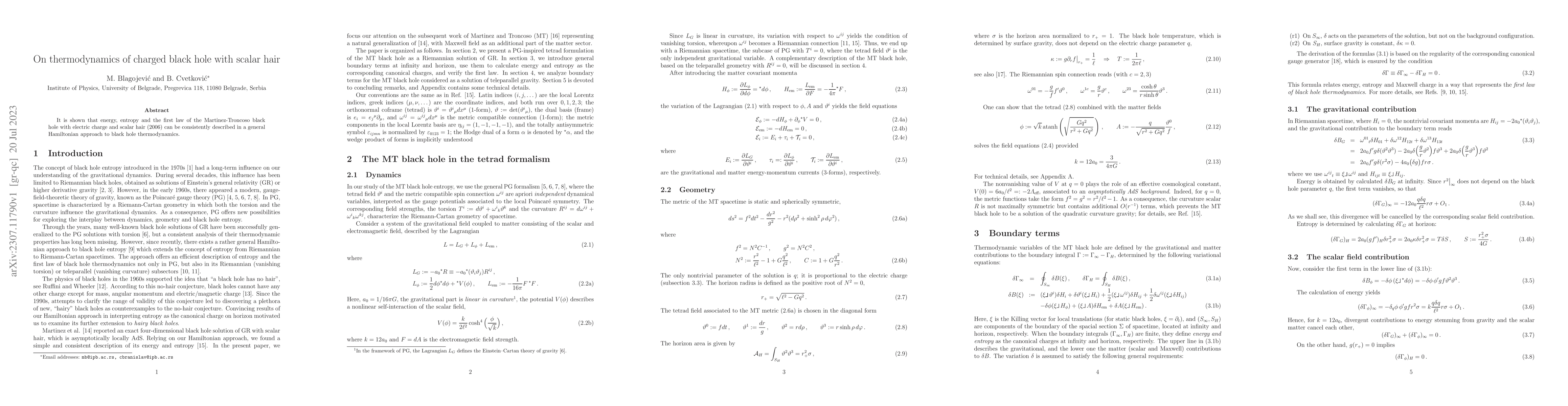 Thumbnail for On thermodynamics of charged black hole with scalar hair