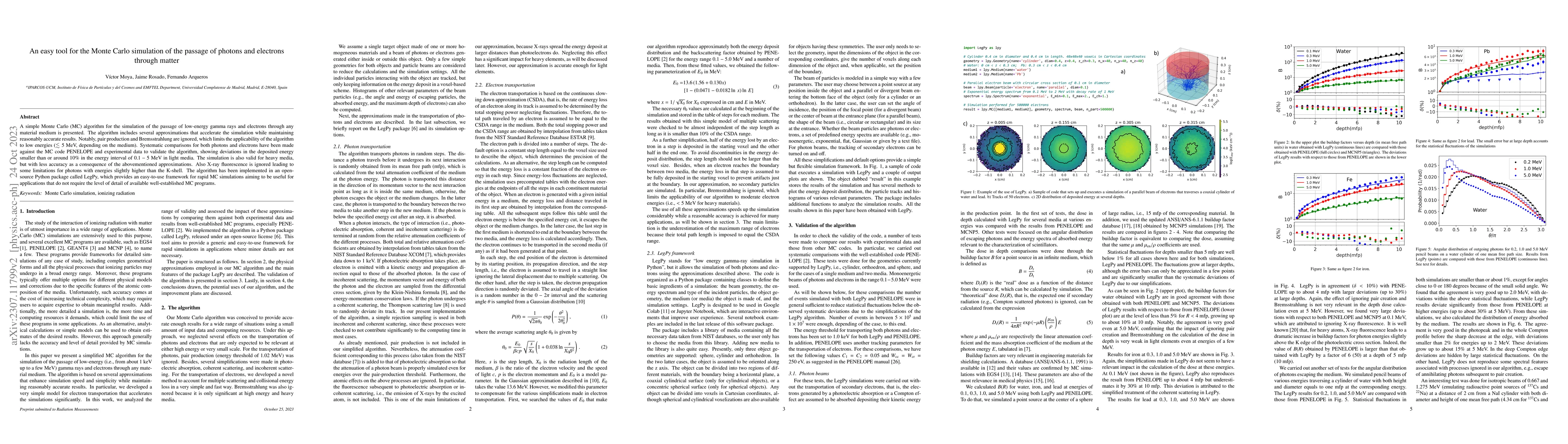 Thumbnail for An easy tool for the Monte Carlo simulation of the passage of photons
  and electrons through matter