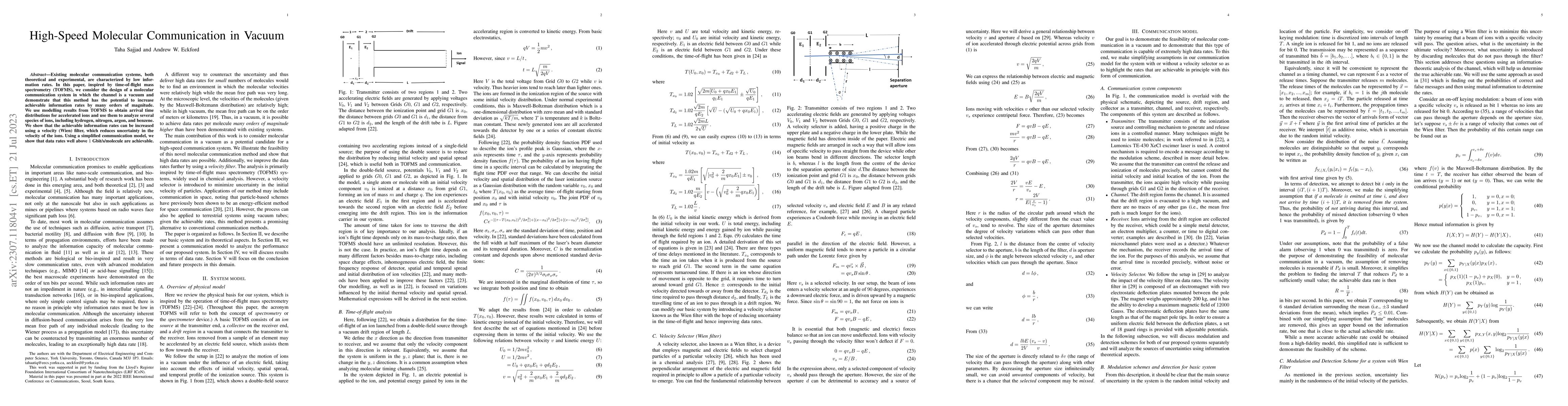 Thumbnail for High-Speed Molecular Communication in Vacuum