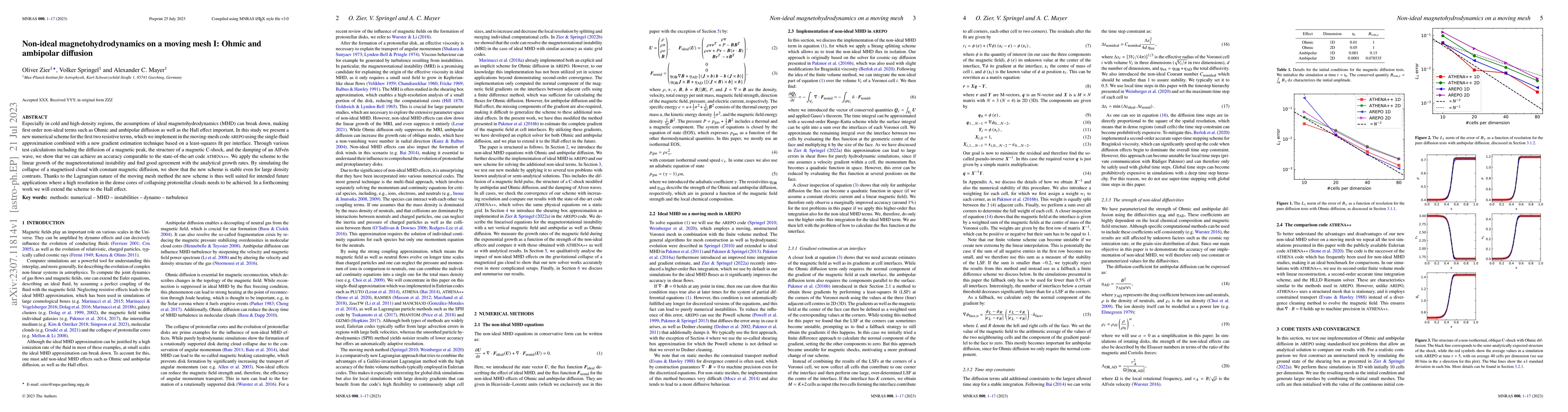 Thumbnail for Non-ideal magnetohydrodynamics on a moving mesh I: Ohmic and ambipolar
  diffusion
