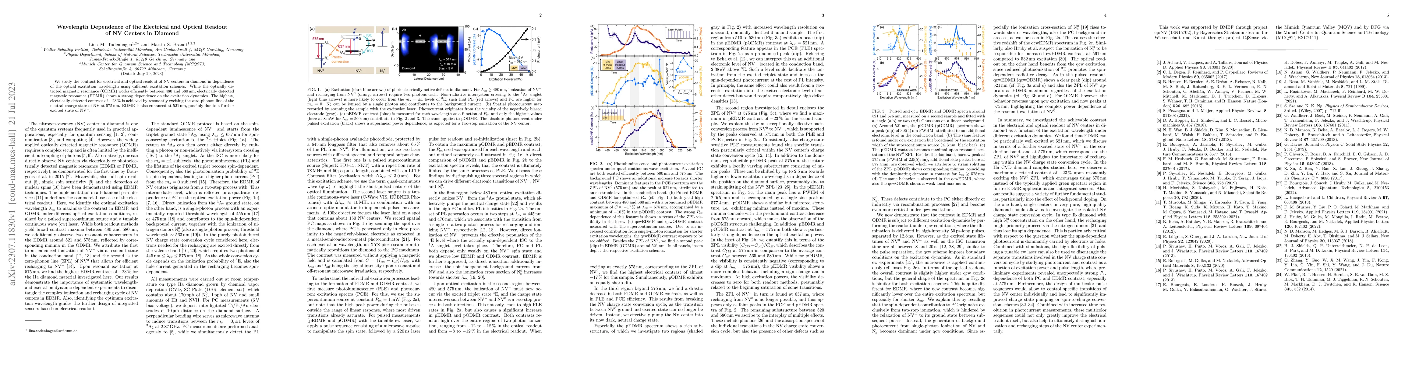 Thumbnail for Wavelength Dependence of the Electrical and Optical Readout of NV
  Centers in Diamond