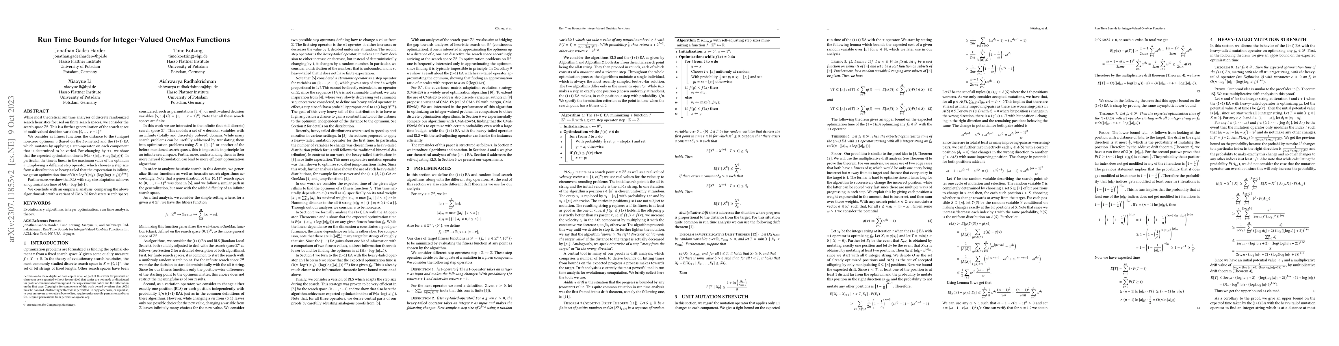 Thumbnail for Run Time Bounds for Integer-Valued OneMax Functions
