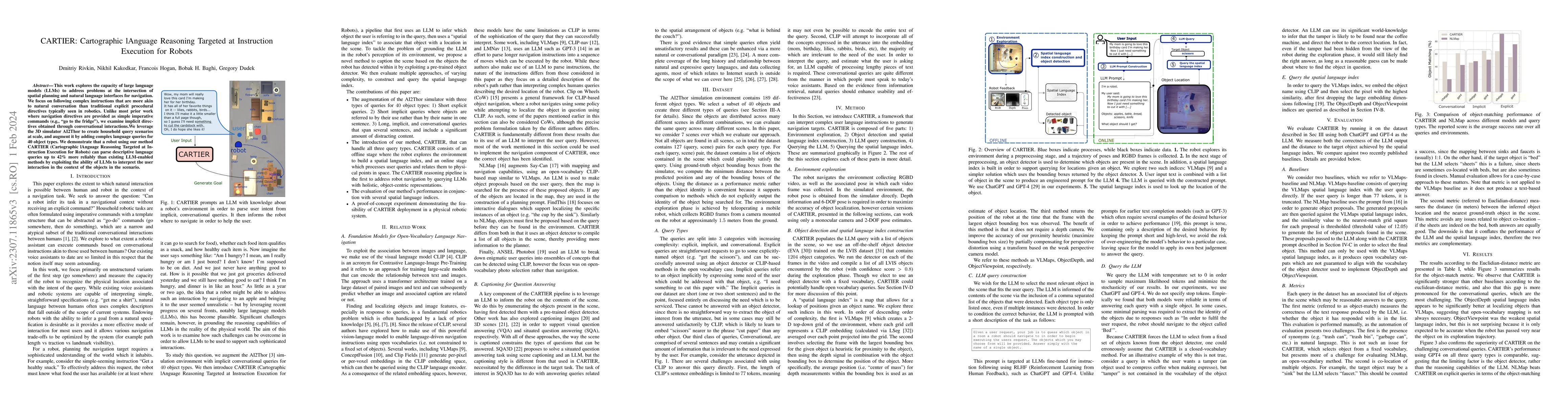 Thumbnail for CARTIER: Cartographic lAnguage Reasoning Targeted at Instruction
  Execution for Robots