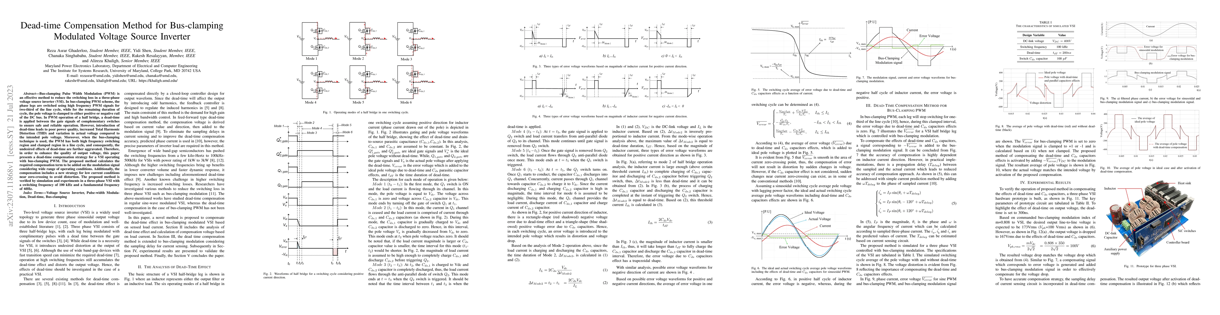 Thumbnail for Dead-time Compensation Method for Bus-clamping Modulated Voltage Source
  Inverter