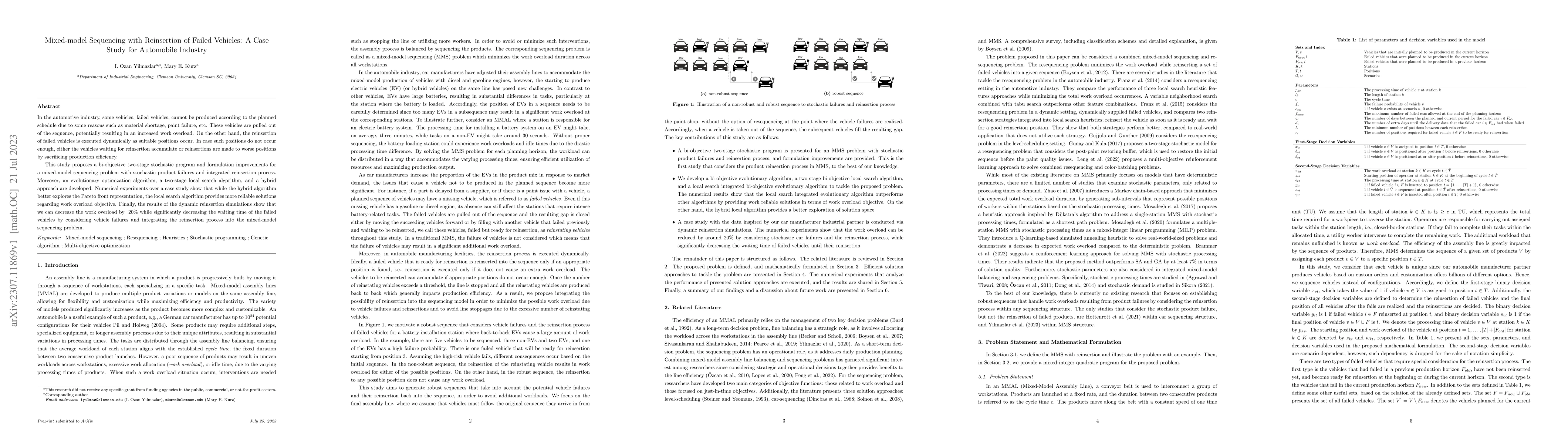 Thumbnail for Mixed-model Sequencing with Reinsertion of Failed Vehicles: A Case Study
  for Automobile Industry