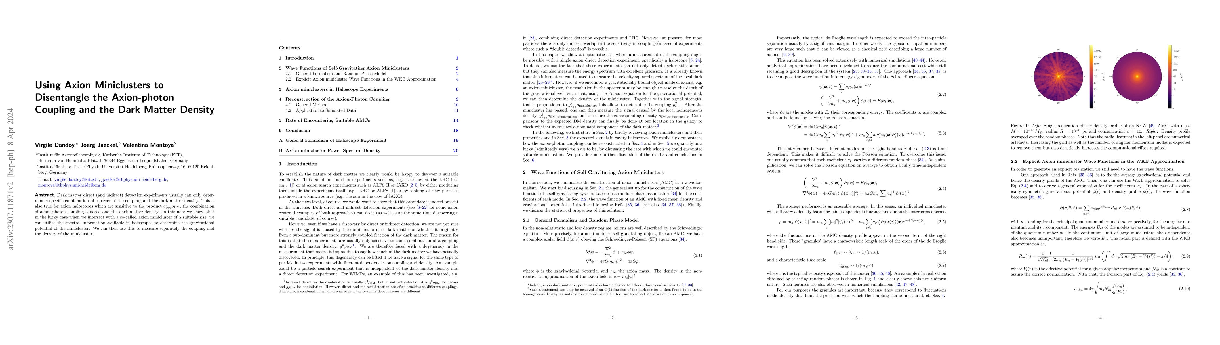 Thumbnail for Using Axion Miniclusters to Disentangle the Axion-photon Coupling and
  the Dark Matter Density