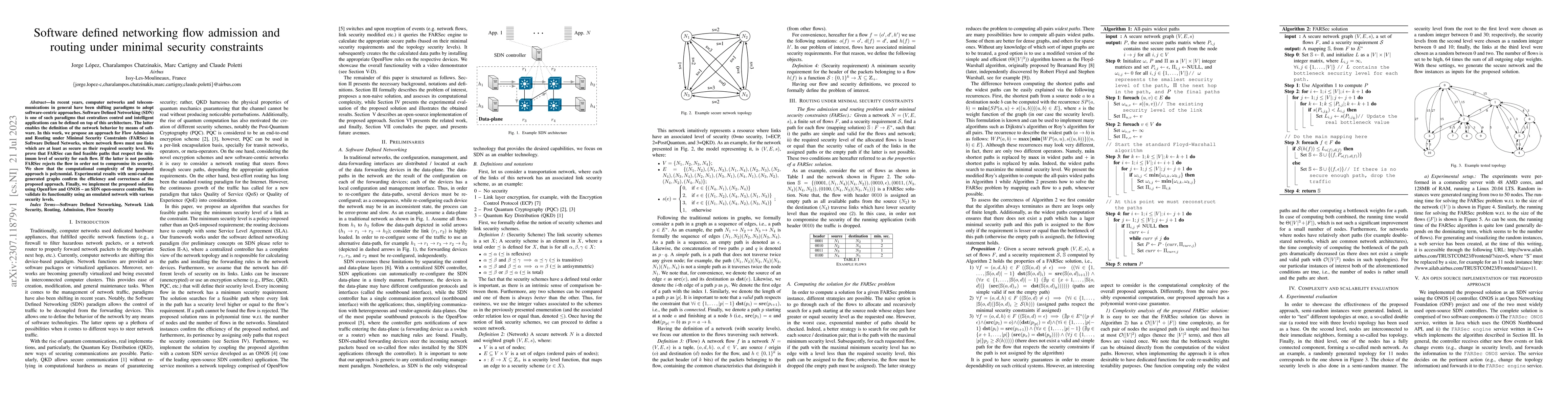 Thumbnail for Software defined networking flow admission and routing under minimal
  security constraints