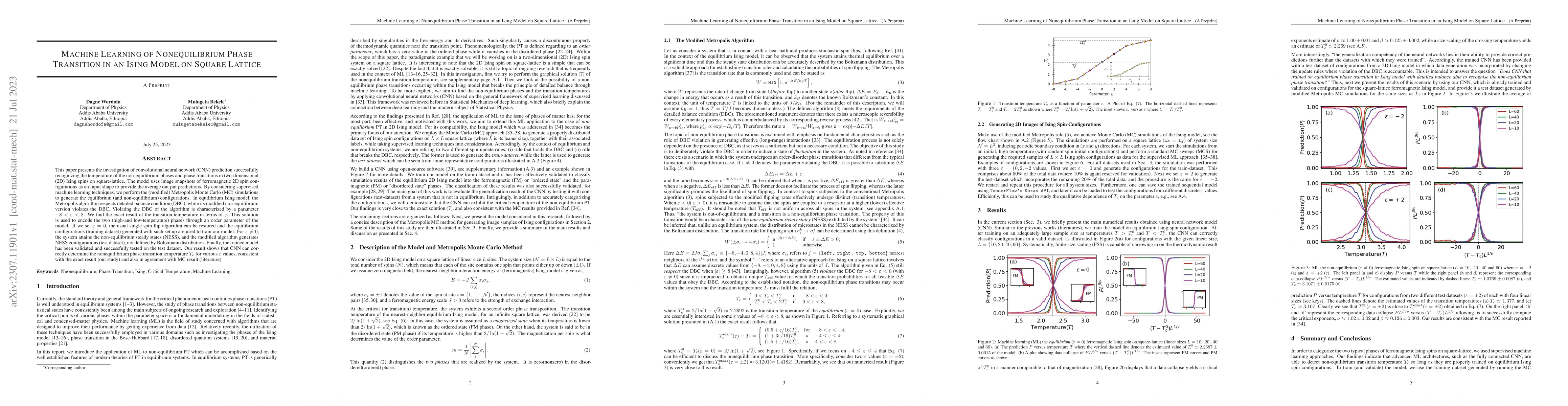 Thumbnail for Machine Learning of Nonequilibrium Phase Transition in an Ising Model on
  Square Lattice