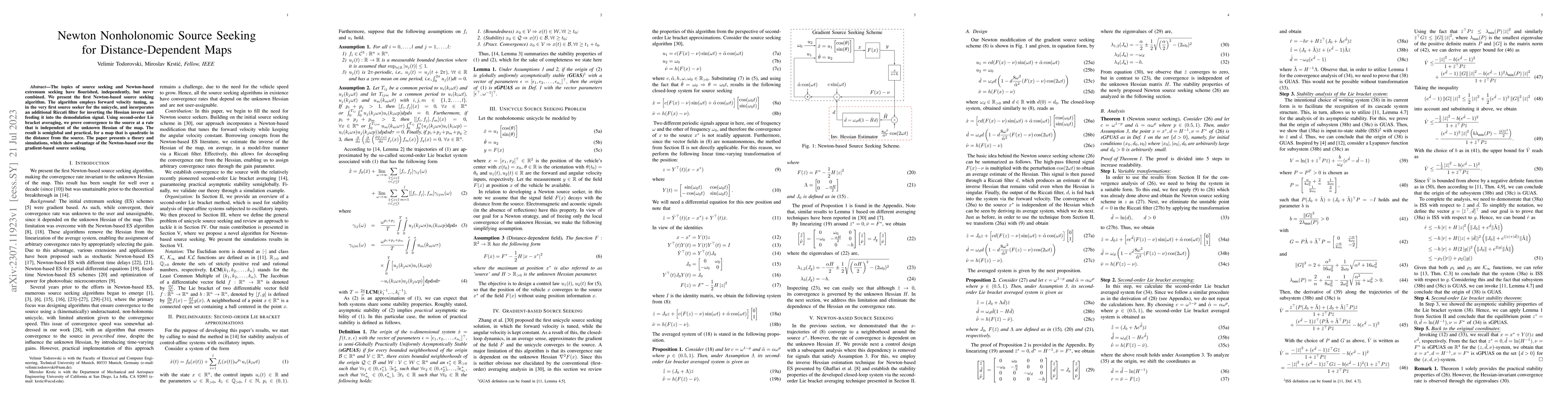 Thumbnail for Newton Nonholonomic Source Seeking for Distance-Dependent Maps