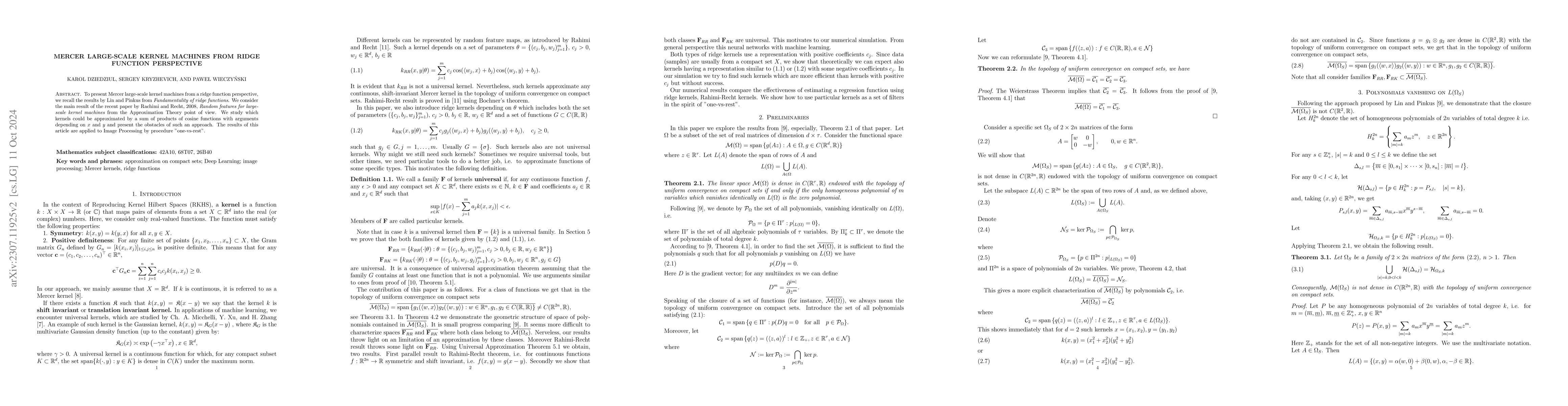 Thumbnail for Mercer Large-Scale Kernel Machines from Ridge Function Perspective