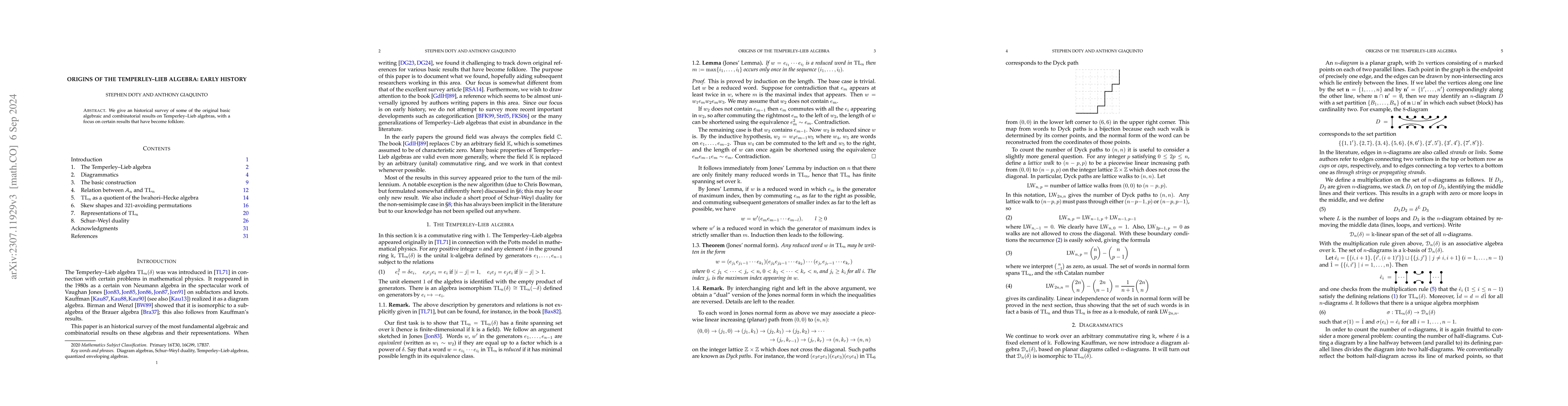 Thumbnail for Origins of the Temperley-Lieb algebra: early history